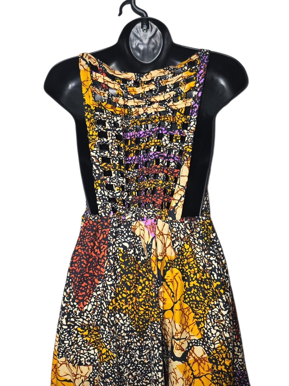 Handmade Batik Print Maxi Dress Open Cage Back Sun Dress Multi-Color - Picture 5 of 5